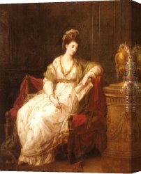 Portrait of a Young Lady Canvas Paintings - Portrait of Louise Henrietta Campbell, Later Lady Scarlett, as The Muse of Literature by Angelica Kauffmann