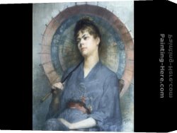 Summer Landscape Aka Woman with a Parasol in a Garden Canvas Paintings - Woman with a Japanese Parasol by Anna Bilinska Bohdanowicz