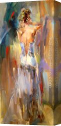 Lady Plays The Blues Canvas Paintings - Lady In A Blue Dress by Anna Razumovskaya