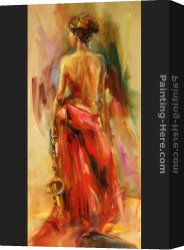 Lady Canvas Paintings - Lady In A Red Dress II by Anna Razumovskaya