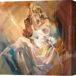 Anna Canvas Paintings - Romance with a Violin by Anna Razumovskaya