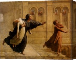 Janmot Canvas Paintings - Le Poeme de l'ame - Cauchemar by Anne-Francois-Louis Janmot