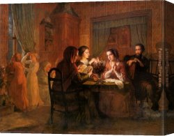 Janmot Canvas Paintings - Le Poeme de l'ame - Le Toit paternal by Anne-Francois-Louis Janmot