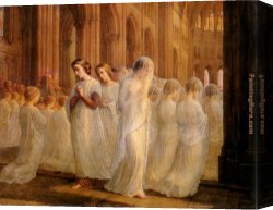 Janmot Canvas Paintings - Le Poeme de l'ame - Premiere communion by Anne-Francois-Louis Janmot