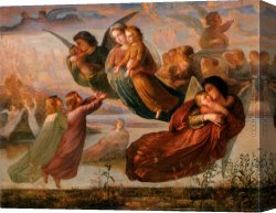 Janmot Canvas Paintings - Le Poeme de l'ame - Souvenirs du ciel by Anne-Francois-Louis Janmot