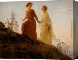 Janmot Canvas Paintings - Le Poeme de l'ame - Sur la montagne by Anne-Francois-Louis Janmot