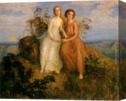 Janmot Canvas Paintings - Le Poeme de l'ame - Un Soir by Anne-Francois-Louis Janmot