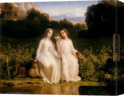 Janmot Canvas Paintings - Le Poeme de l'ame - Virginitas by Anne-Francois-Louis Janmot