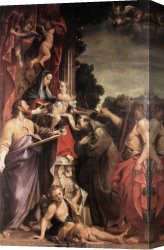 Carracci Canvas Paintings - Madonna Enthroned with St Matthew by Annibale Carracci