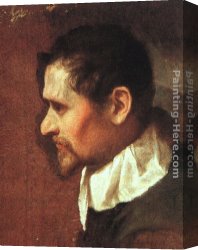 Carracci Canvas Paintings - Self-Portrait in Profile by Annibale Carracci