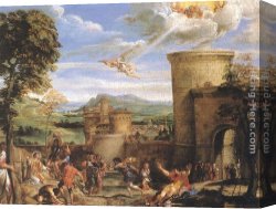Carracci Canvas Paintings - The Martyrdom of St. Stephen by Annibale Carracci