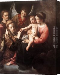 Carracci Canvas Paintings - The Mystic Marriage of St Catherine by Annibale Carracci