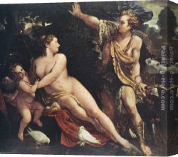Carracci Canvas Paintings - Venus and Adonis by Annibale Carracci