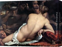 Carracci Canvas Paintings - Venus with a Satyr and Cupids by Annibale Carracci