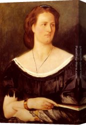 Portrait of a Monk of The Benedictine Order, Holding a Skull Canvas Paintings - Portrait Of A Lady Holding A Fan by Anselm Friedrich Feuerbach