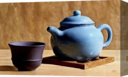 The Temptation of St. Anthony Canvas Paintings - Blue Teapot by Anthony J. Ryder
