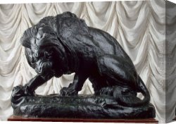 Antoine Canvas Paintings - Lion and Serpent by Antoine Louis Barye