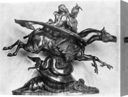 Antoine Canvas Paintings - Roger and Angelica by Antoine Louis Barye