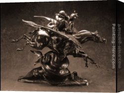 Antoine Canvas Paintings - Roger and Angelica on the Hippogriff by Antoine Louis Barye