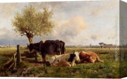 Anton Canvas Paintings - Resting Cows by Anton Mauve