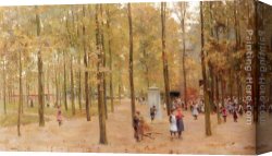 Anton Canvas Paintings - The Brink In Laren With Children Playing by Anton Mauve