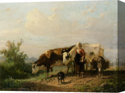 Anton Canvas Paintings - The Cowherdess by Anton Mauve