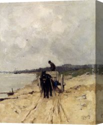 Anton Canvas Paintings - The Sand-Cart by Anton Mauve