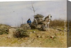 Anton Canvas Paintings - The Wood Gatherer by Anton Mauve