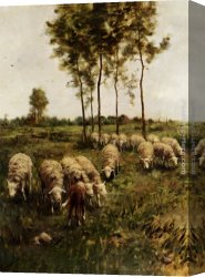Anton Canvas Paintings - Watching The Flock by Anton Mauve