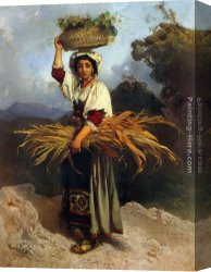Anton Canvas Paintings - Off To Market by Anton Romako