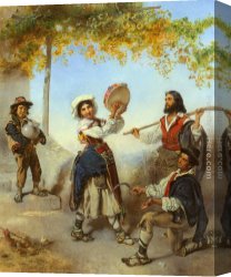 Anton Canvas Paintings - The Dance by Anton Romako