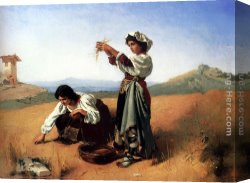 Anton Canvas Paintings - The Gleaners by Anton Romako