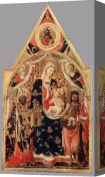 Madonna And Child with Saints And Angels Canvas Paintings - Madonna and Child with Saints by Antonio Da Firenze