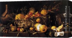 Antonio Canvas Paintings - Still-Life with Fruit by Antonio de Pereda