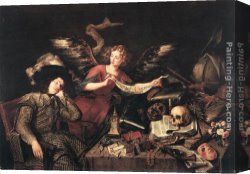 Pereda Canvas Paintings - The Knight's Dream by Antonio de Pereda