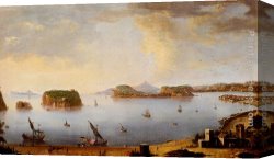 Port of Valencia Canvas Paintings - View Of The Bay Of Pozzuoli With The Port Of Baia, The Islands Of Nisida, Procida, Ischia And Capri by Antonio Joli