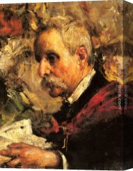 Antonio Canvas Paintings - A Portrait of the Artist's Father by Antonio Mancini