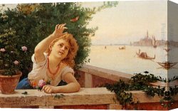 Paoletti Canvas Paintings - A Venetian Balcony by Antonio Paoletti