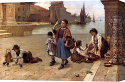 Paoletti Canvas Paintings - The Bird Seller by Antonio Paoletti