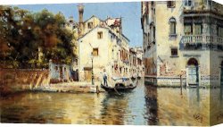 Venetian Canvas Paintings - Venetian Canal Scene - Pic 1 by Antonio Reyna