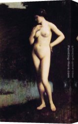 Standing Canvas Paintings - Standing Nude before the Lake by Antony Troncet