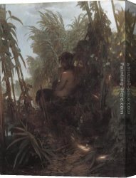 Arnold Canvas Paintings - Pan im Schilf by Arnold Bocklin