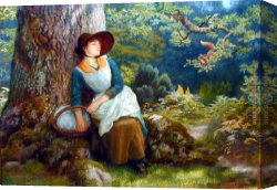 Arthur Canvas Paintings - Asleep in the Woods by Arthur Hughes