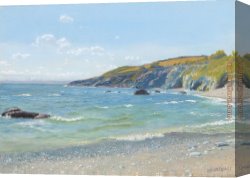 Arthur Canvas Paintings - Perran Point Cornwall by Arthur Hughes