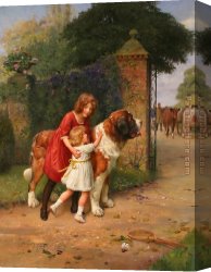 Arthur Canvas Paintings - Safely Guarded by Arthur John Elsley