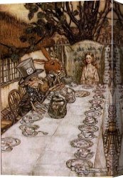 Arthur Canvas Paintings - Alice in Wonderland A Mad Tea Party by Arthur Rackham