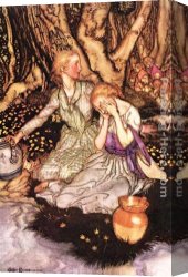 Arthur Canvas Paintings - Goblin Market Down the glen tramp the little men by Arthur Rackham