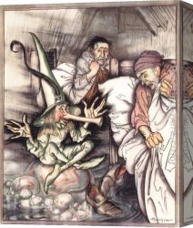 Gentleman Canvas Paintings - King of the Golden River The Old Gentleman Reclined on a Globe by Arthur Rackham