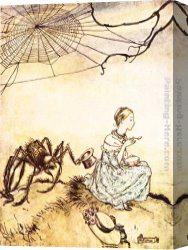 Arthur Canvas Paintings - Mother Goose Little Miss Muffet by Arthur Rackham