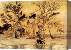 Sabbath Canvas Paintings - The Witches' Sabbath by Arthur Rackham